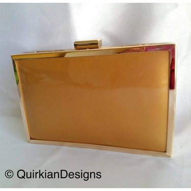 Gold Purse With Gold Hard Body Box Clutch Bag, Party Clutch, Evening Clutch